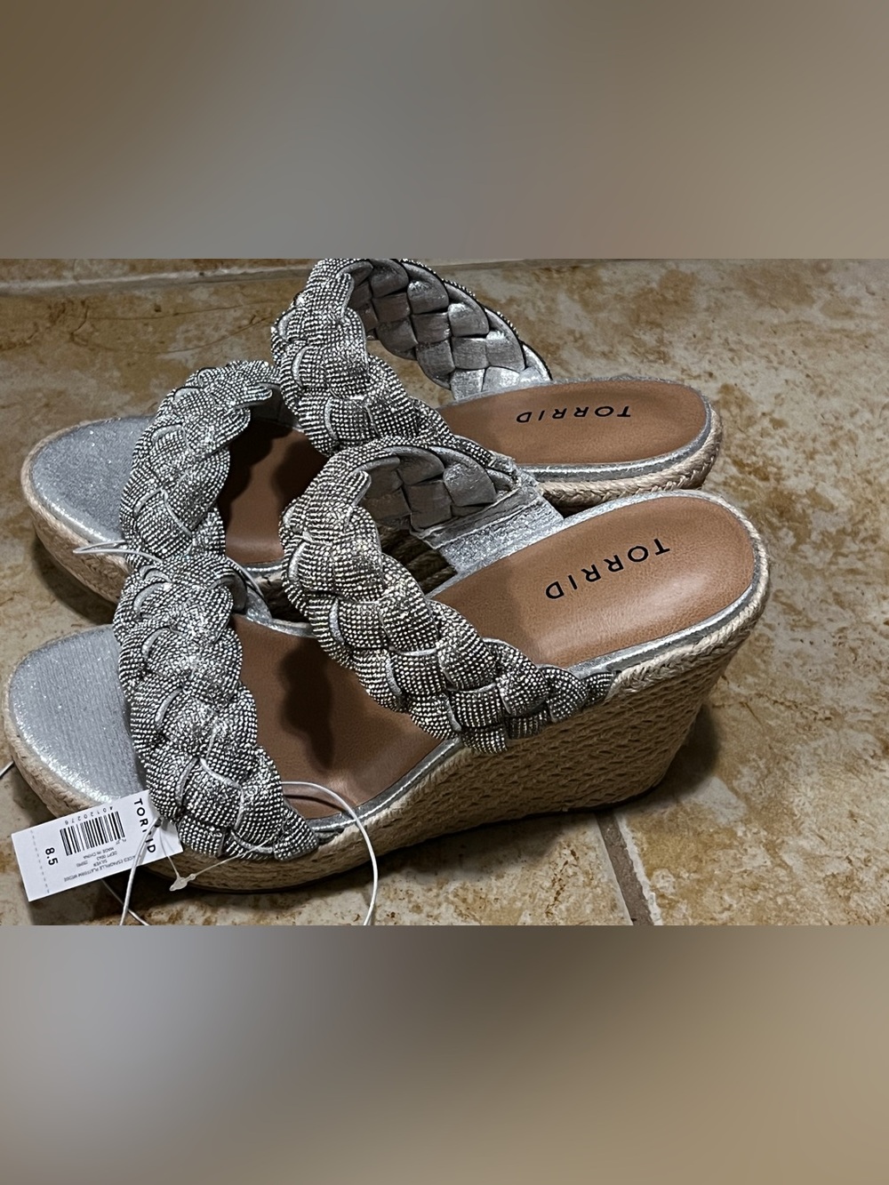 torrid Metallic Silver Braided Platform Slide Sandals